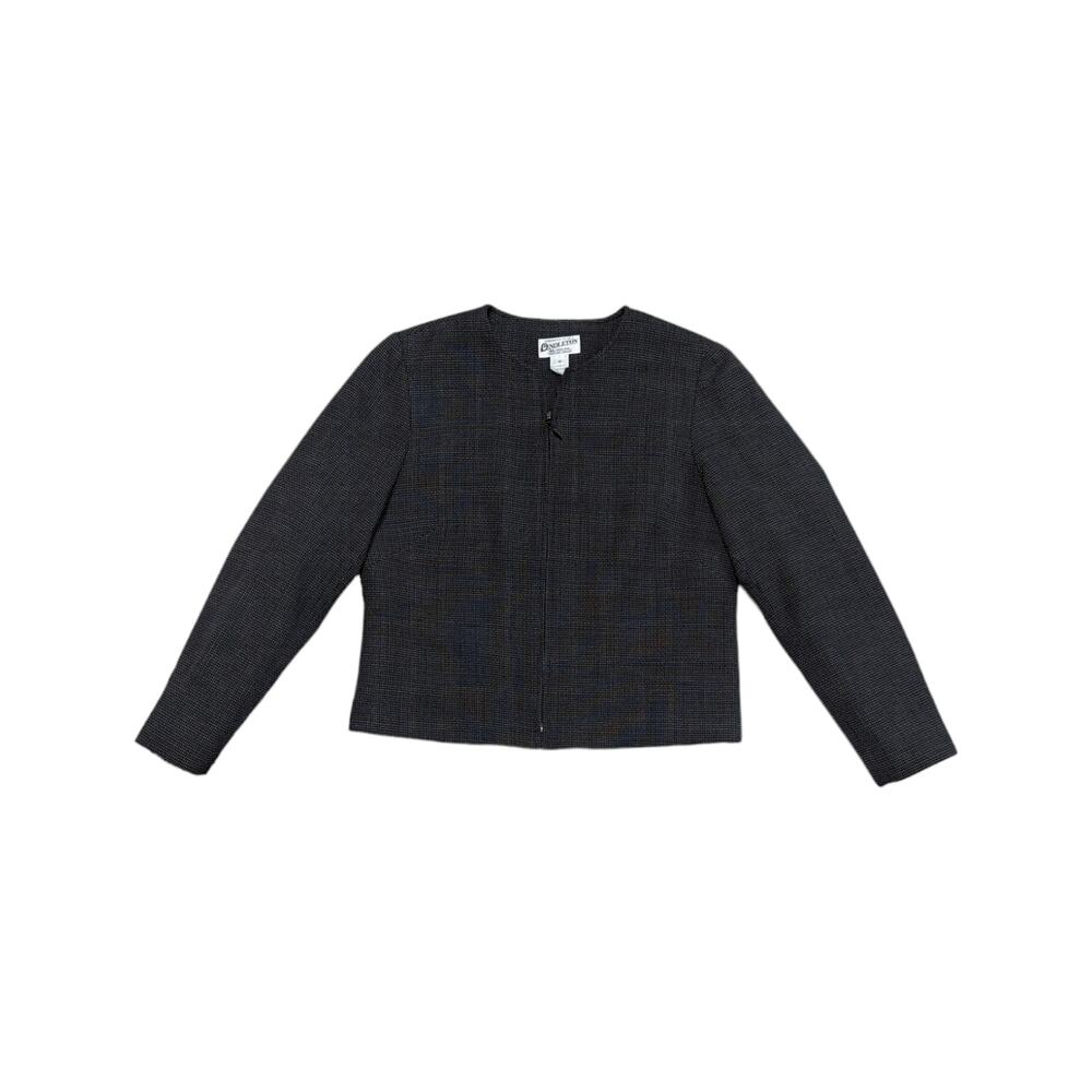 Vintage Pendleton Virgin Wool Blazer Suit Jacket Full ZIp Gray Womens 10 Corp